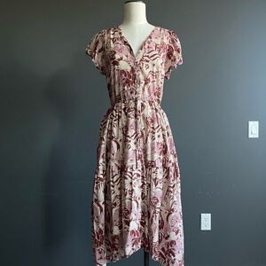 Trovata Birds of Paradis Kristi Dress – Canela Palm Floral Midi / XS